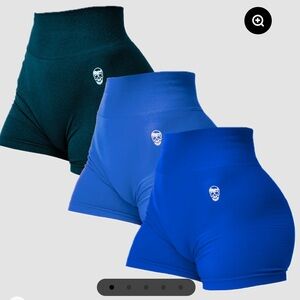High-Waisted Athletic Shorts Black and Blue